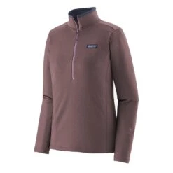 CHANDAIL DE COURSE À PIED PATAGONIA R1 DAILY ZIP NECK DUSKY BROWN- EVENING MAUVE X-DYE POUR FEMME
